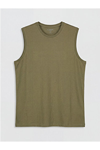 LC Waikiki New Season Khaki Crew Neck Printed Men's Sleeveless T-Shirt