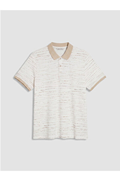 LC Waikiki New Season Beige Polo Collar Patterned Men's T-Shirt