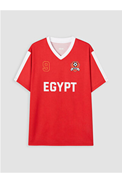 LC Waikiki New Season Red Corn Printed Oversize Women's Sports T-Shirt
