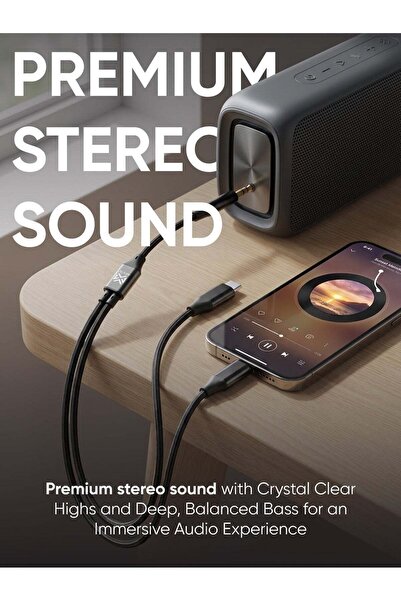 MYX Soundlink 2-in-1 AUX Cable | Premium Stereo Sound | Compatible with Lightning & USB-C (1.2M)
