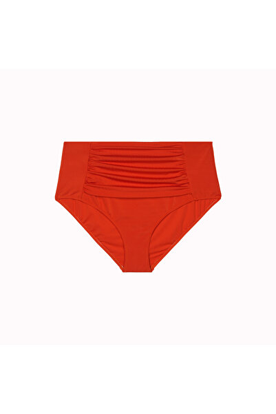 No Gossip Plus Size Draped Detailed Gathering High Waist Women's Bikini Bottom