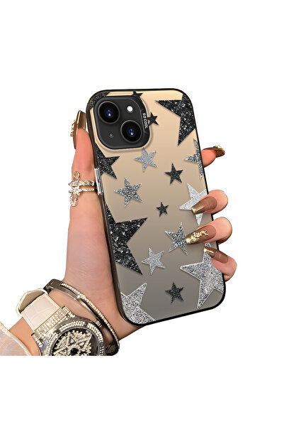 SLIMFELT iPhone 14 Plus/15 Plus Uyumlu Kaliteli zarif yıldız silikon kılıf, ş...