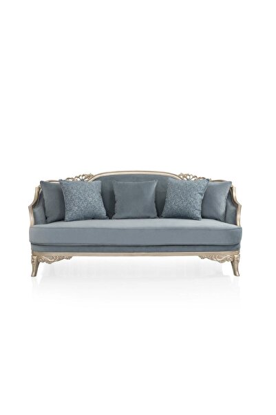 Midas Furniture أريكة مخملية 3 مقاعد 227×96×101 سم باللون الأزرق