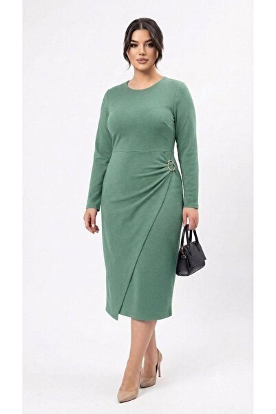 Koza Butik Women's Plus Size Long Sleeve Front Buckle Two Thread Combed Cotto...