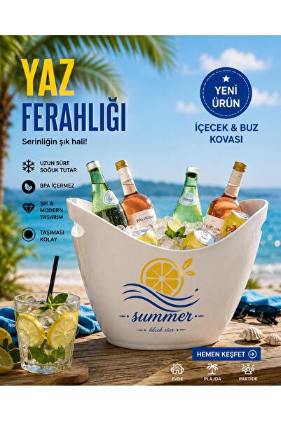 Galeriyo Summer 7 Lt. İçecek ve Buz Kovası – Taşınabilir Beyaz