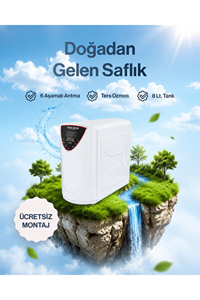 Cleanara Dijital Su Arıtma Cihazı - 6 Aşamalı Ters Ozmoz Sistemli Pompalı 8 L...