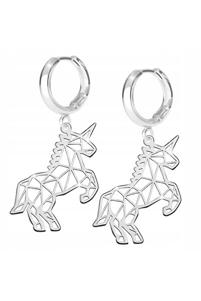 Larezo Cercei Din Argint 925 Cu Model Unicorn Inorog Origami Si Table Azurate...