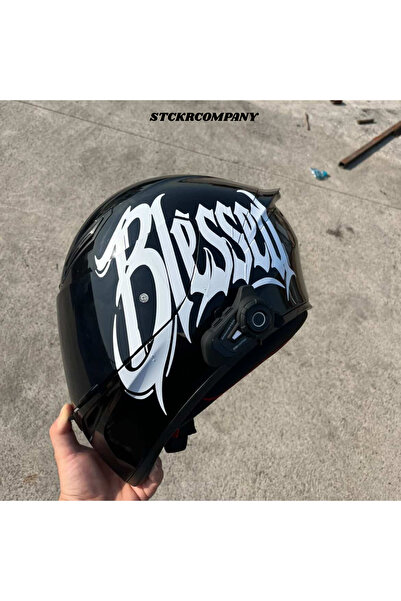 STCKRCO Blessed Kask Sticker – Motor Kaskı İçin Premium Yazı Kaligrafik Sticker