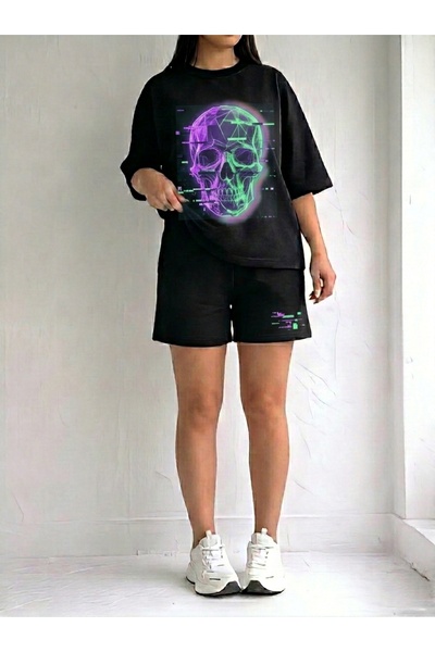 Özel Baskılı Oversize Pamuklu Bisiklet Yaka T-Shirt tshirt Takim