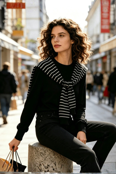 Atika Moda Yeni Stil Triko Omuz Şalı | Desenli Omuz Hırkası