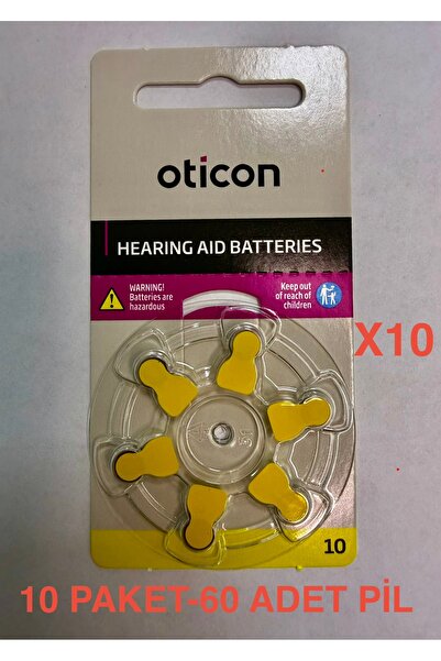 Oticon 10 Numara Kulak Cihazı Pili-10 PAKET-60 ADET PİL-