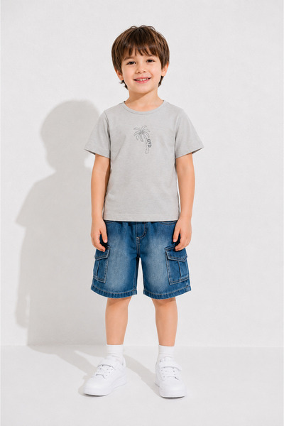 Overdo Boys' Short Sleeve T-Shirt and Denim Shorts Two-Piece Set