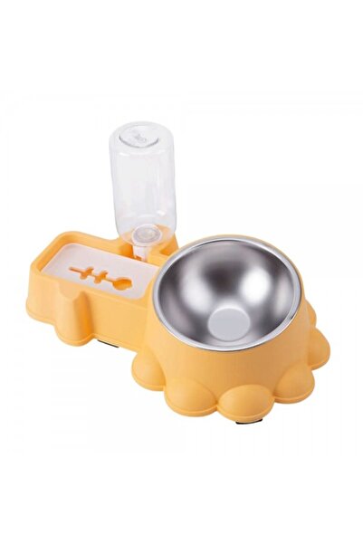 Cozy Paws Automatic Dual Pet Feeder & Water Dispenser (Yellow) - 2-in-1 Cat &...