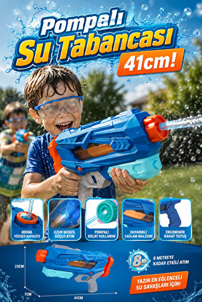 craftivio Büyük Boy Pompalı Su Tabancası 800 ML 41 cm Uzun Menzilli