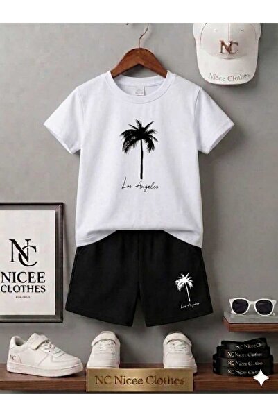 NC Nicee Clothes LETNJA DEČJA MAJICA I KRATKE HLAČE UNISEKS (CRNO DRVO LOS AN...