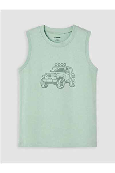 LC Waikiki New Season Green Car Printed Boys' Tank Top