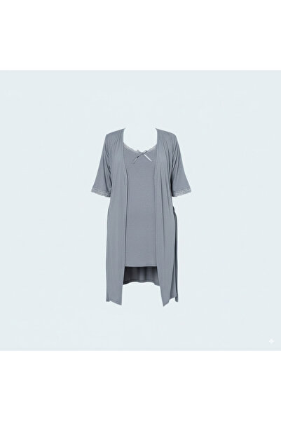 Generic Soft Viscose Short Nightgown Plus Size Nightdress with Robe Elegant L...