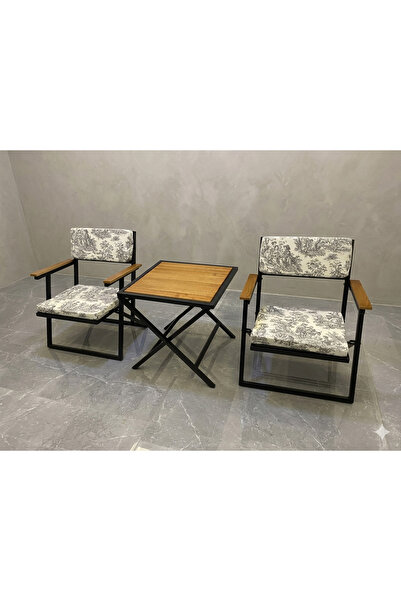 ESAMETAL MOBİLYA Minderli Balkon Bahçe Mutfak Balkon 3lü Bistro Set Katlanır ...