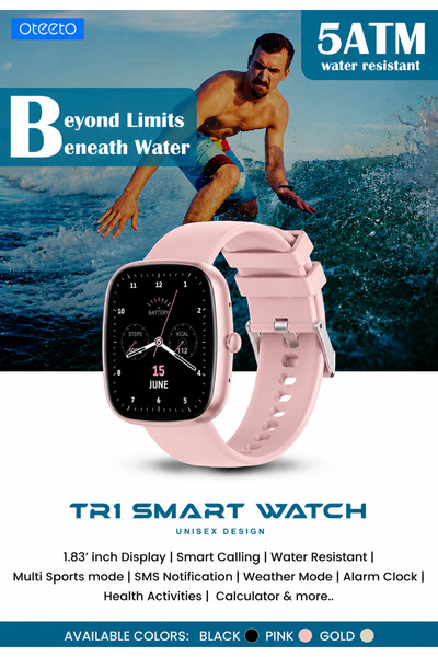 OTEETO TR1 Smart Watch – 1.83" HD Display, Smart Calling, 5ATM Water Resistan...