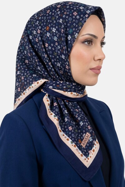 hadiora Women's Navy Blue Beige Floral Patterned Stitched Writing Pad