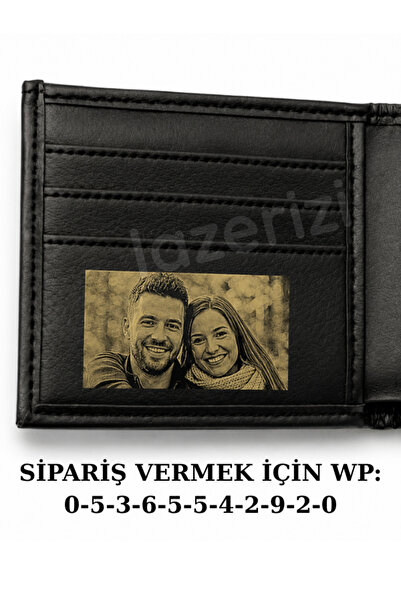 lazerizi Kişiye Özel Resim Kazımalı Erkek Cüzdanı