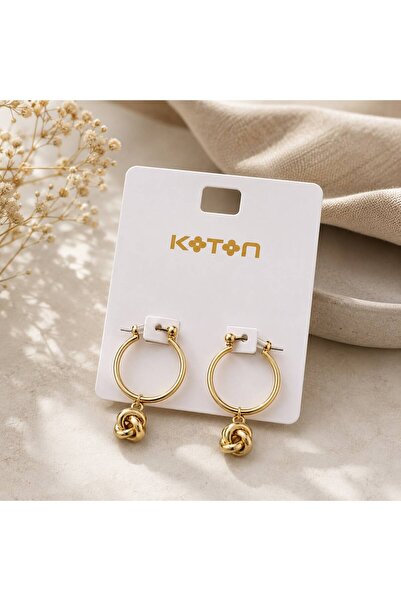 Koton Gold Renk Halka Küpe - Düğüm Detaylı Sallantılı