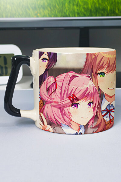 ZipZap كوب سيراميك فاخر مطبوع من DDLC (قطعة واحدة) بمقبض أسود خاص بمقبض مموج V4D