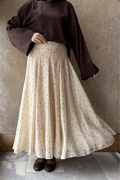 MODA S&S BZLİNE Polka Dot Flared Long Skirt