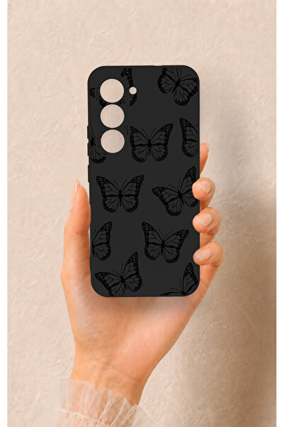 Vip Case Tecno Spark 40 Pro Uyumlu Siyah Kelebek Desenli Silikon Kılıf