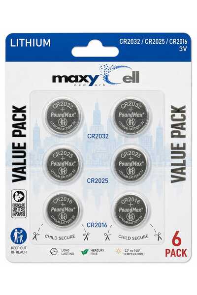Maxycell 6 Adet(2+2+2) Karışık CR2032 CR2025 CR2016 3 V Lityum Düğme Pil