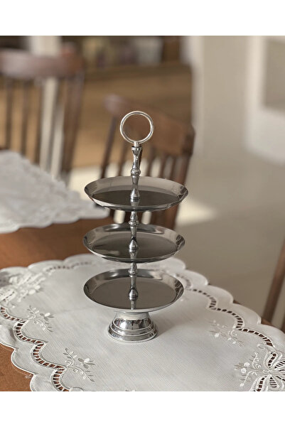 Mary's Concept Gümüş Kurabiyelik & Sunum Standı - 3 Katlı