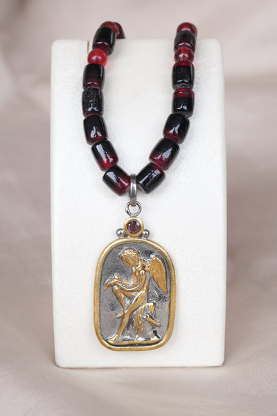Luna Jewellery Design-Atelier Antik Yunan Madalyon Cam Boncuk Kolye