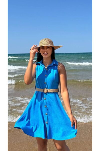 Moda Banuş Linen Belted Dress