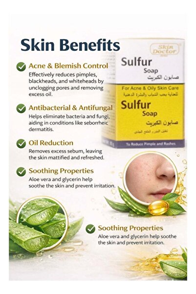 Skin Doctor Sulfur Soap 80g – Pack of 6 | Acne Treatment & Oil Control Bar | For Oily & Acne-Prone Skin