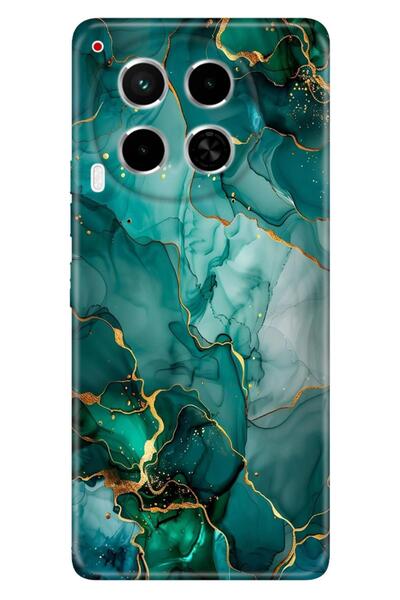 TECNO Camon 30 (CL6) Kılıf Green Marbles Temalı Desenli Darbe Emici Silikon