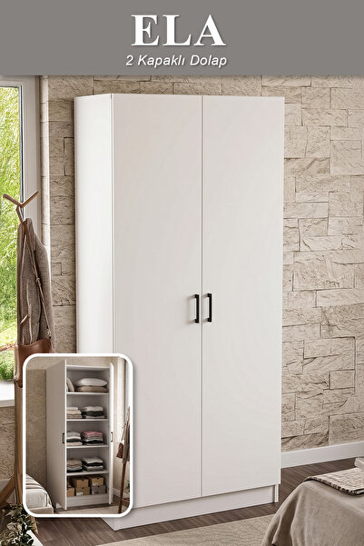 ygdecor Ela Gardrop Askılı Elbise Dolabı Raflı Elbise Dolabı