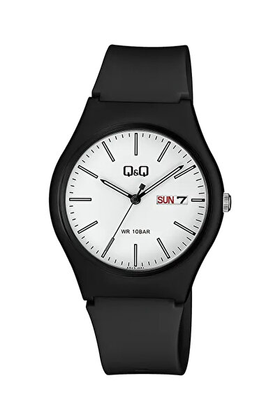Q&Q Unisex Siyah Takvimli Gün Göstergeli 10 Atm Su Geçirmez Silikon Kordonlu ...