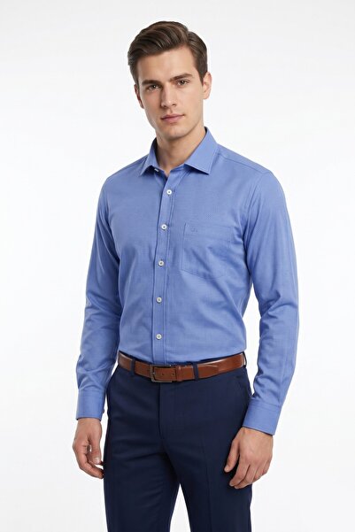 KAMER Men's Large Size Classic Single Pocket Long Sleeve Shirt 3856 Bgl-St05531