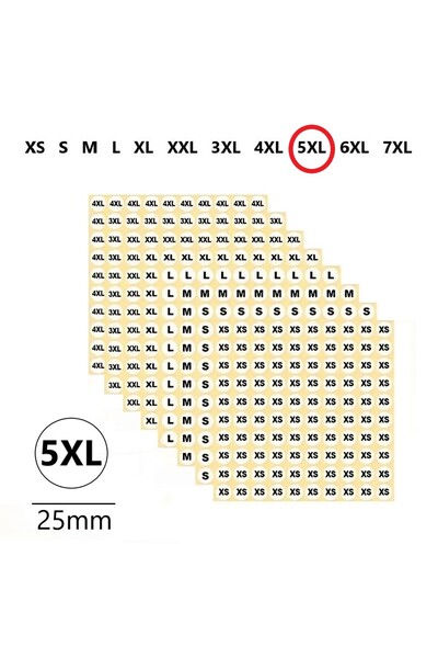 JokeyKırtasiye 5Xl-Store Clothes, Size Label Diameter-25Mm Self-Adhesive (210...