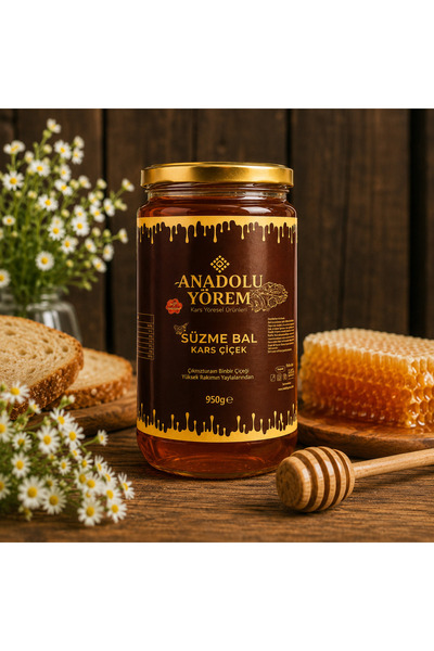 Anadolu Yörem Kars Doğal Katkısız Yayla Süzme Bal 950gr