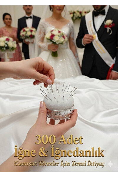 Gül İpek Moda Toplu İğne Gümüş Başlı Nişan Düğün Nikah Takı Töreni 300 adet İ...