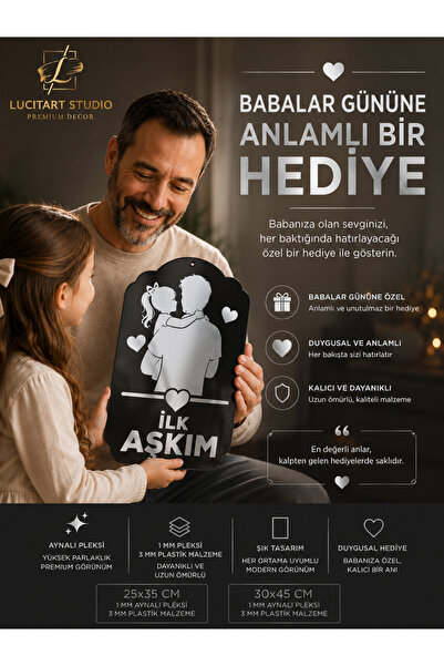 LucitART Babalar Günü Hediyesi | İlk Aşkım Gold Aynalı Pleksi Duvar Dekoru | ...