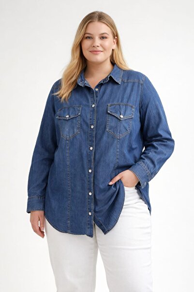 Çınar boutique Büyük beden Denim Gömlek