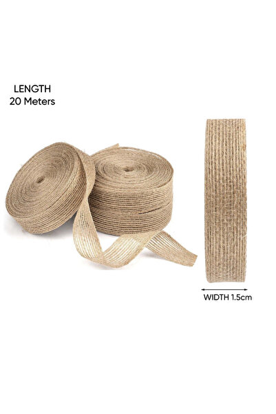 Generic 20Meters Jute Burlap Ribbon Solid Rustic Jute Ribbon for DIY Crafts Gift Wrapping