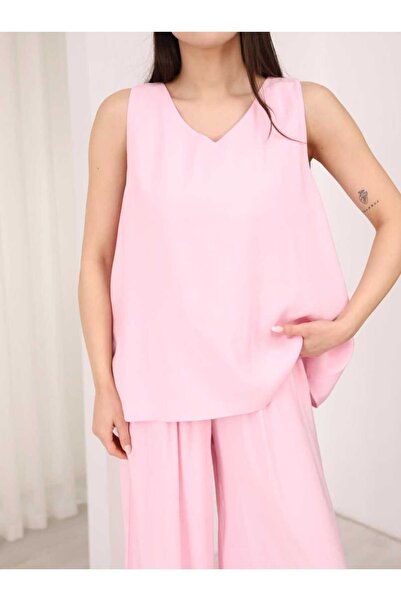 olalapasha New Season V-Neck Blouse Wide-Leg Elastic Waist Pants Modal Bottom...