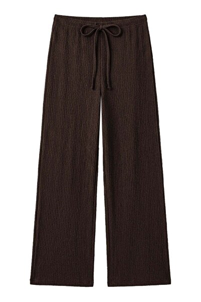 Cottonhill Premium - Tide Collection |   Brown Lace-Up Wrinkled Textured Wide...