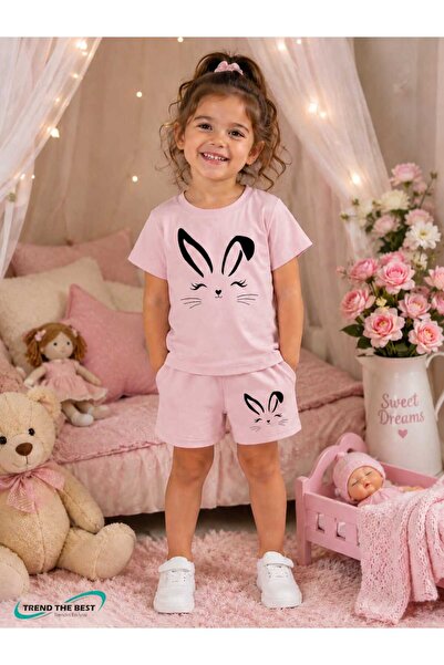 TREND THE BEST Trendin En İyisi Set de vară pentru fete, cu imprimeu iepure c...
