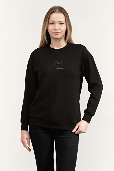 Armani Exchange Kadın Bisiklet Yaka Sweatshirt Siyah