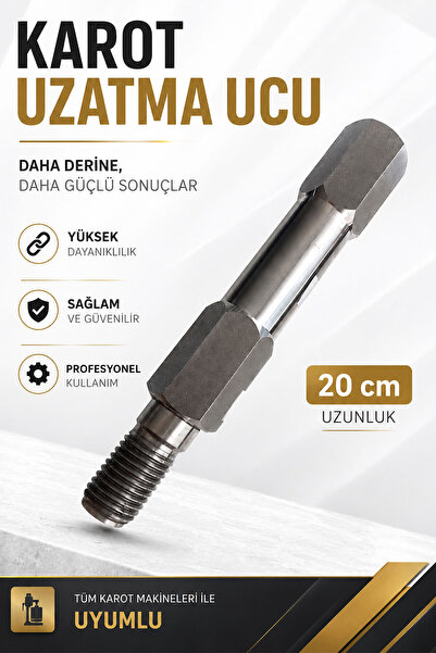 Badem10 Karot Delme Uzatma Ucu 20 Cm Profesyonel Kullanıma Uygun Güçlü Çelik ...