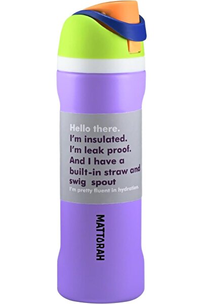 Mattarah Stainless steel thermal water bottle with straw and rotating nozzle ...